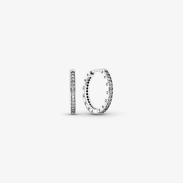Hoop Earrings Women Pandora Sparkle and Pandora Logo Hoop Earrings