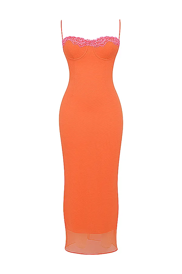 House Of CB AizaFlame Orange Maxi Dress Flame Women Bodycon Dresses