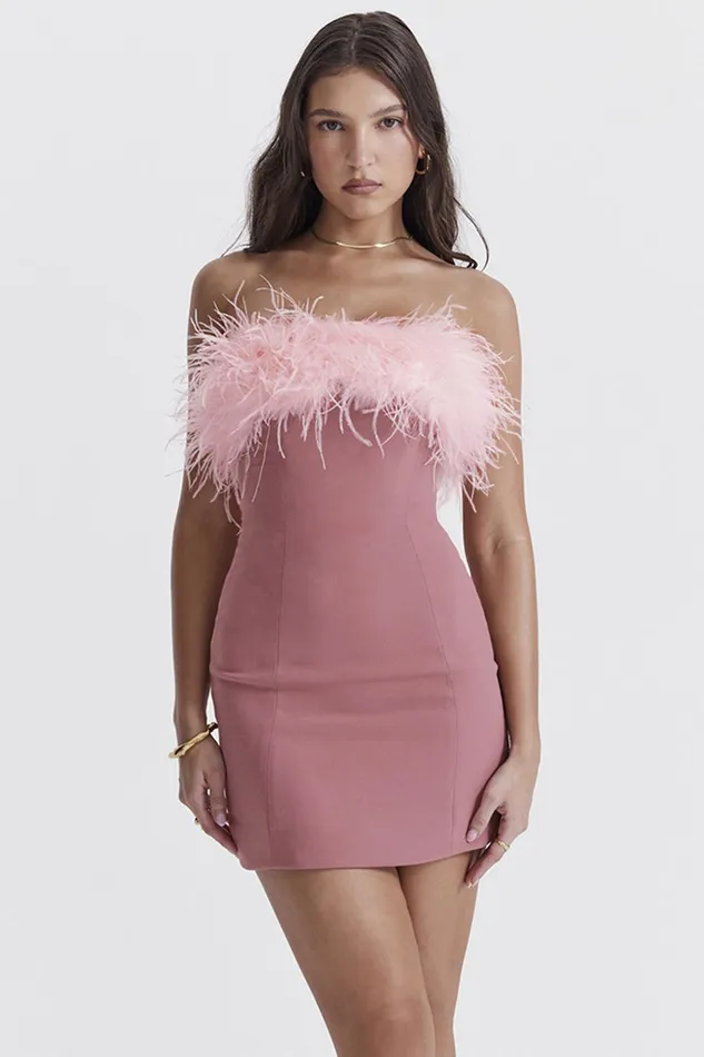House Of CB AlexaWarm Pink Mini Dress 8211 SALE Warm Women Bodycon Dresses