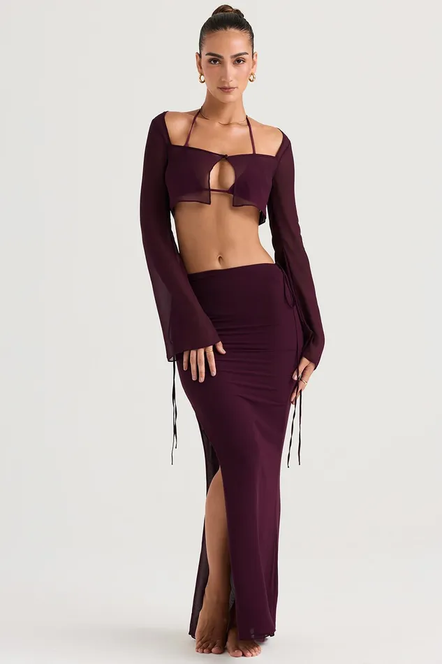 House Of CB AmalfiPrune Cutout Maxi Skirt Prune Women Skirts