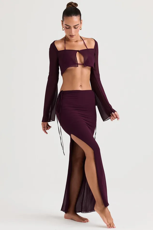 House Of CB AmalfiPrune Cutout Maxi Skirt Prune Women Skirts