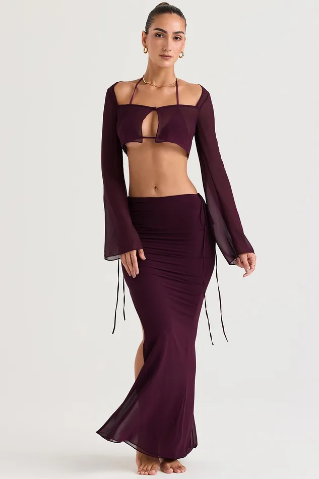 House Of CB AmalfiPrune Cutout Maxi Skirt Prune Women Skirts