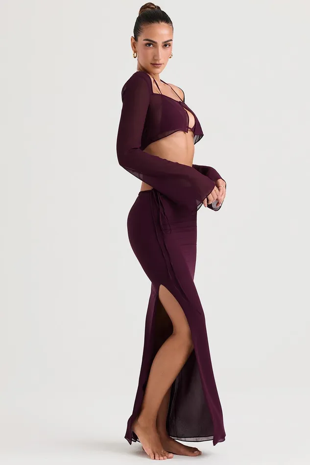 House Of CB AmalfiPrune Cutout Maxi Skirt Prune Women Skirts