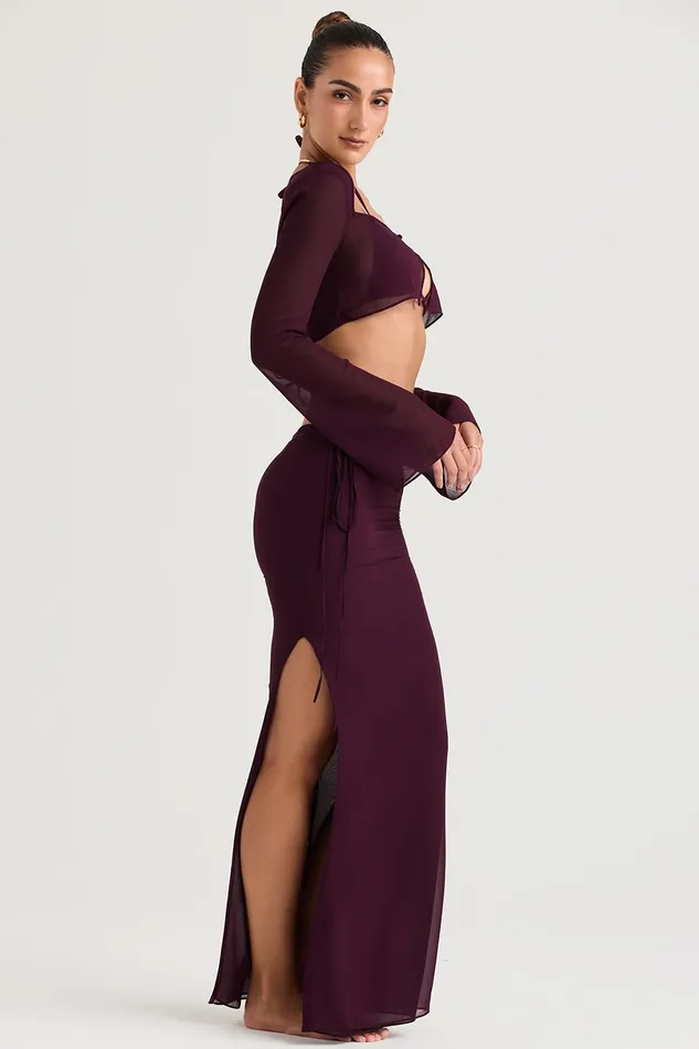 House Of CB AmalfiPrune Cutout Maxi Skirt Prune Women Skirts
