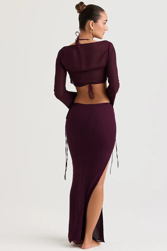 House Of CB AmalfiPrune Cutout Maxi Skirt Prune Women Skirts