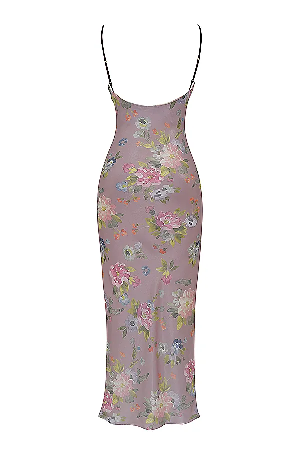 House Of CB AriaMauve Floral Maxi Dress 8211 SALE Mauve Women Bodycon Dresses