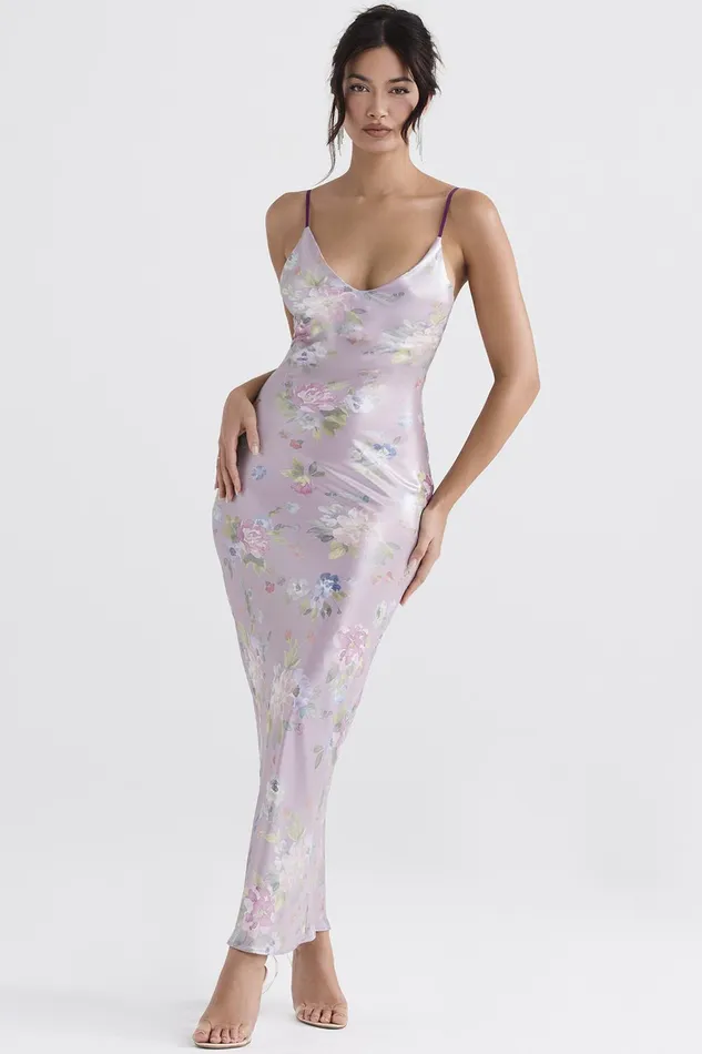 House Of CB AriaMauve Floral Maxi Dress 8211 SALE Mauve Women Bodycon Dresses