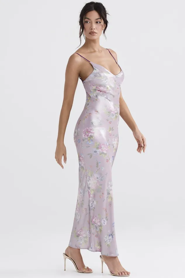 House Of CB AriaMauve Floral Maxi Dress 8211 SALE Mauve Women Bodycon Dresses