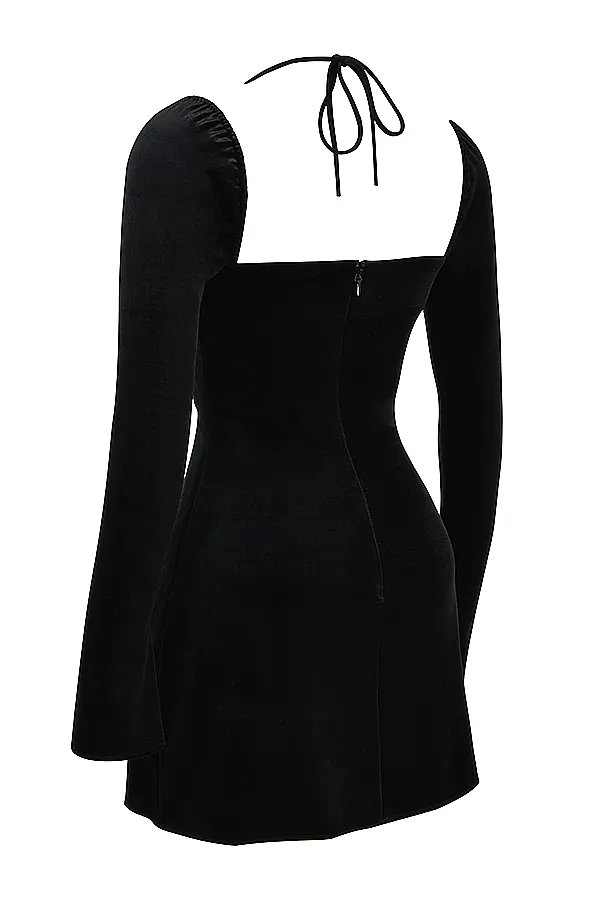 House Of CB BabydollBlack Velvet Halter Mini Dress 8211 SALE Black Women Mini Dresses