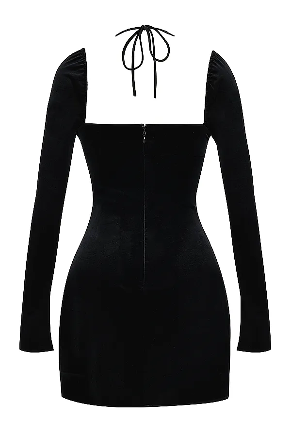 House Of CB BabydollBlack Velvet Halter Mini Dress 8211 SALE Black Women Mini Dresses