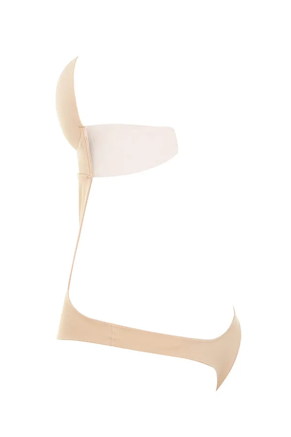 House Of CB Beige Plunge Self Adhesive Backless Bodysuit Women