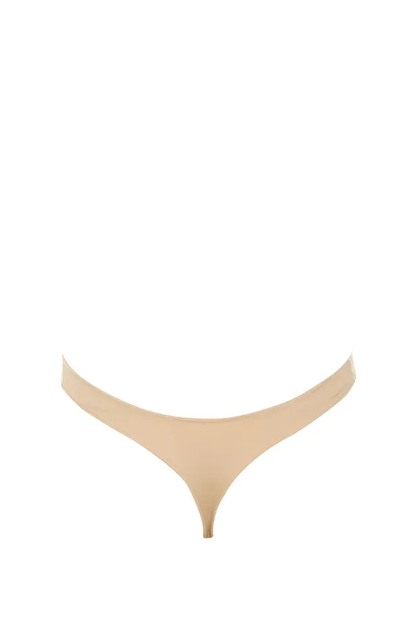 House Of CB Beige Plunge Self Adhesive Backless Bodysuit Women