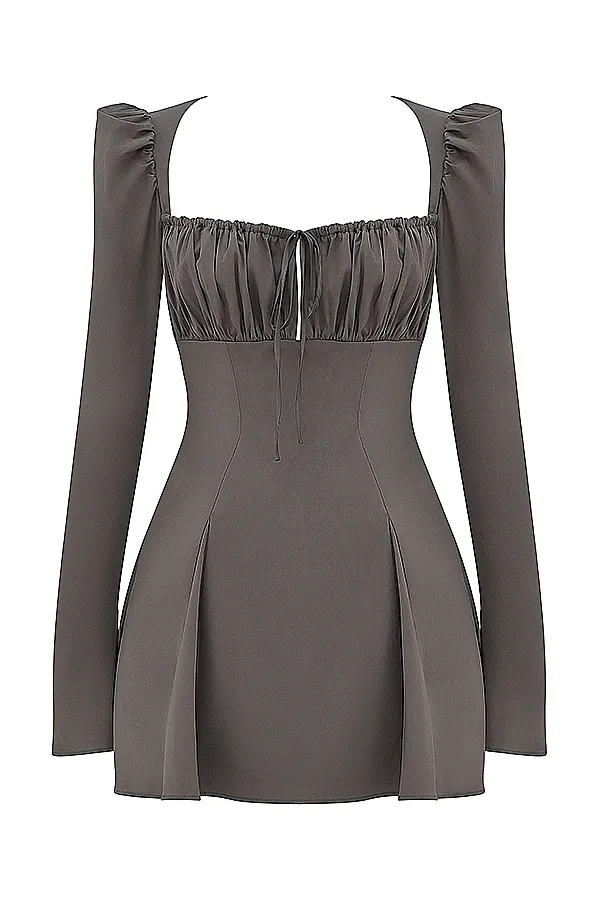 House Of CB CarlinaMocha Long Sleeve Mini Dress 8211 SALE Mocha Women Mini Dresses
