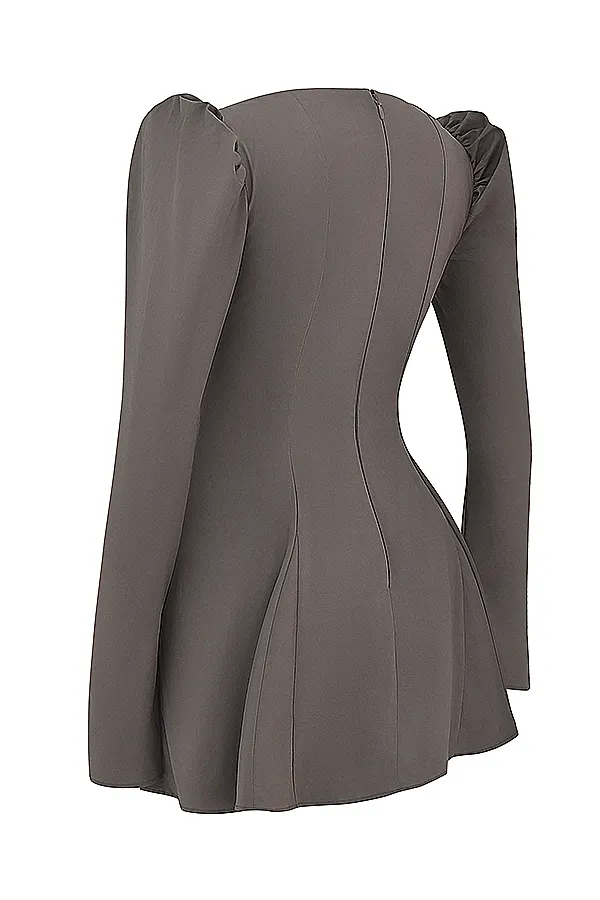 House Of CB CarlinaMocha Long Sleeve Mini Dress 8211 SALE Mocha Women Mini Dresses