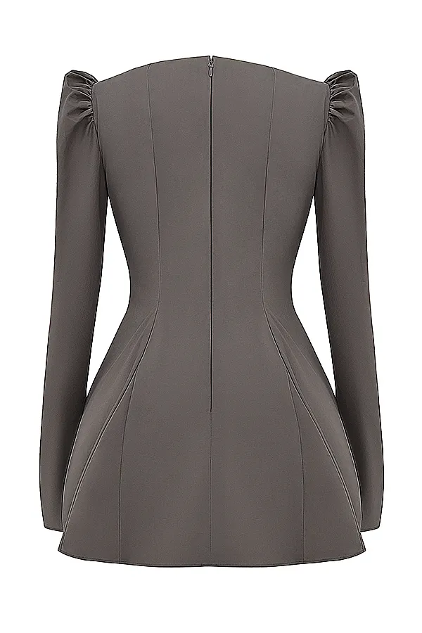 House Of CB CarlinaMocha Long Sleeve Mini Dress 8211 SALE Mocha Women Mini Dresses