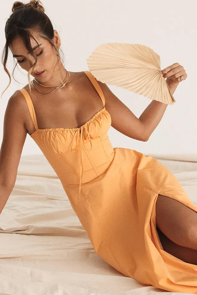 House Of CB CarmenTangerine Bustier Sundress Tangerine Women Corset Dresses