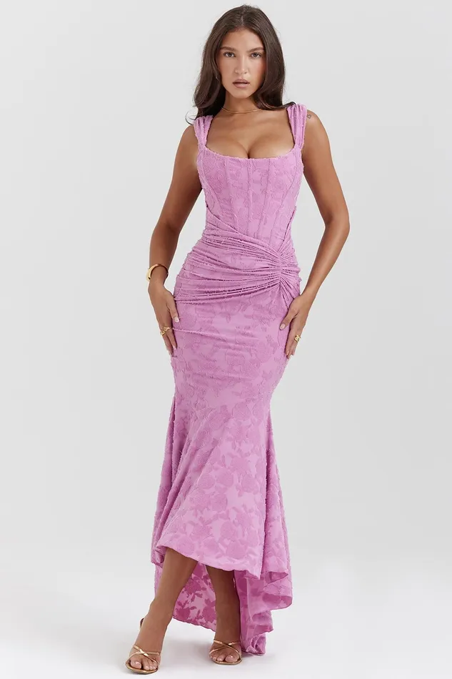 House Of CB CescaRose Pink Floral Maxi Dress Rose Women Corset Dresses
