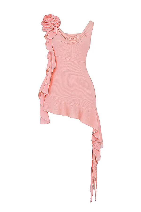 House Of CB CharlaSoft Apricot Ruffle Mini Dress 8211 SALE Soft Women Mini Dresses