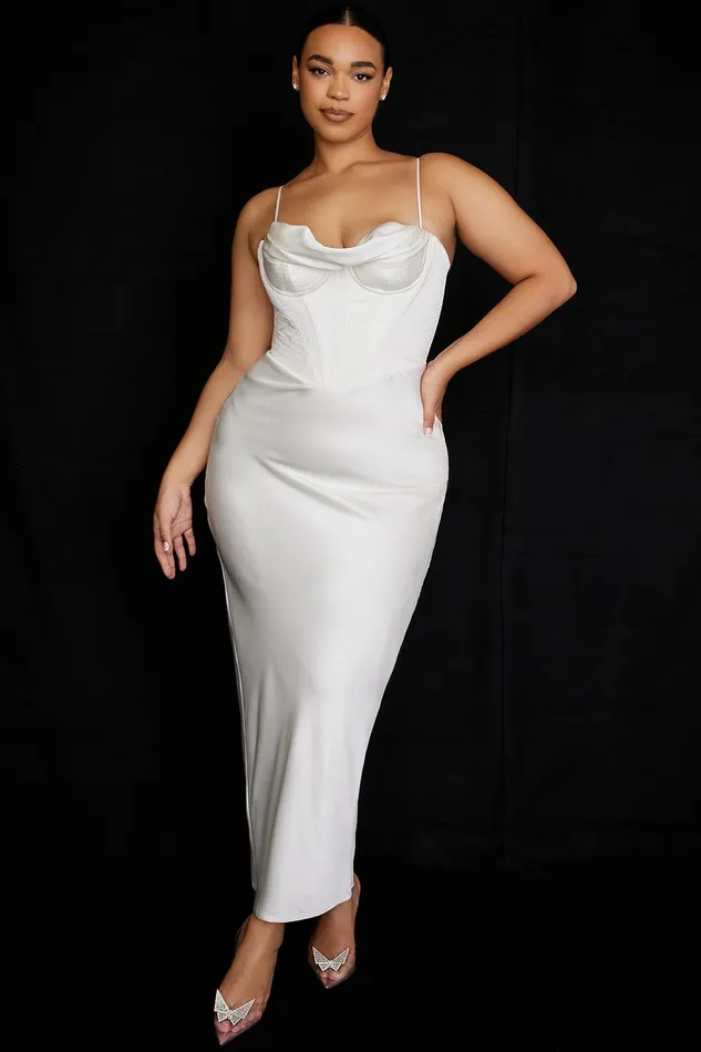 House Of CB CharmaineIvory Corset Maxi Dress Ivory Women Bodycon Dresses