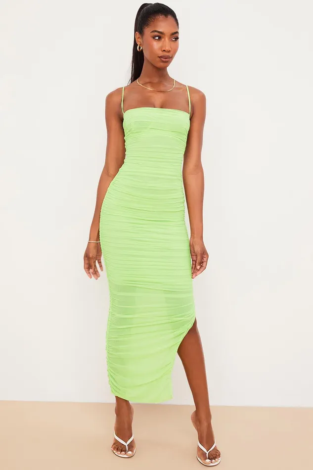 House Of CB FornarinaLime Organza Mesh Maxi Dress 8211 SALE Lime Women Maxi Dresses