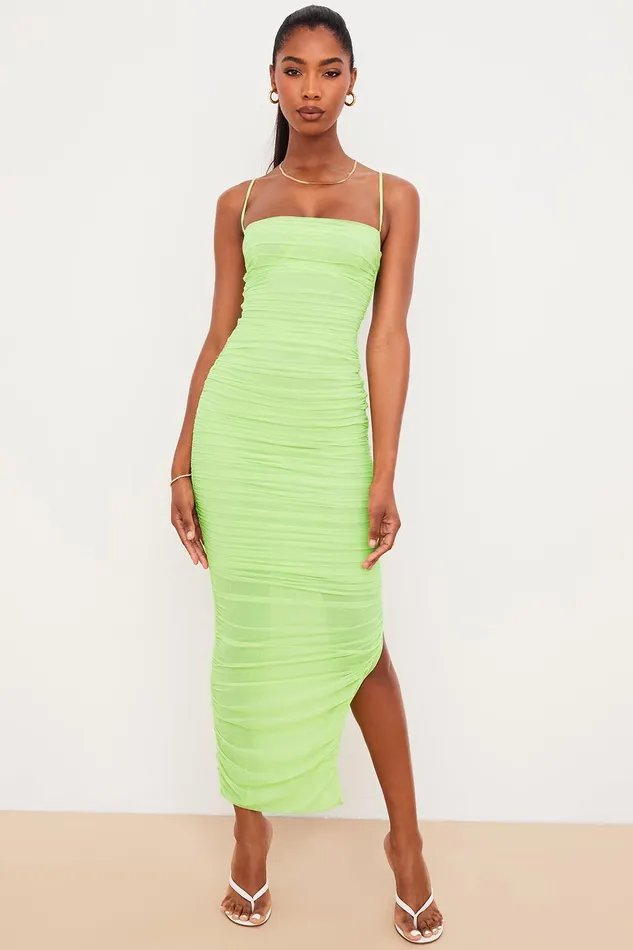 House Of CB FornarinaLime Organza Mesh Maxi Dress 8211 SALE Lime Women Maxi Dresses