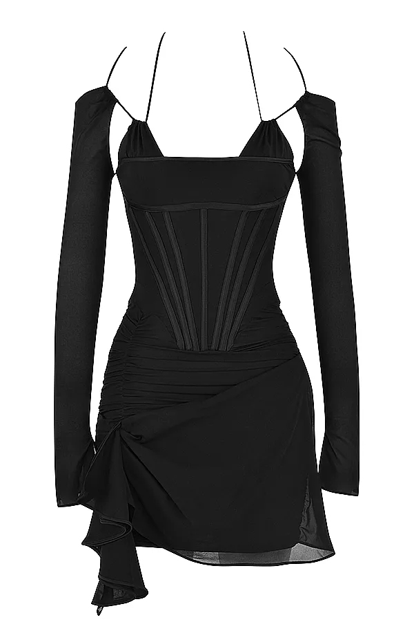 House Of CB GiannaBlack Real Silk Corset Mini Dress 8211 SALE Black Women Corset Dresses