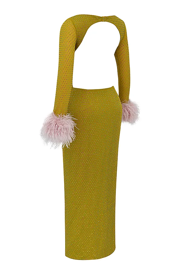 House Of CB GinaChartreuse Crystallised Maxi Dress 8211 SALE Chartreuse Women Maxi Dresses