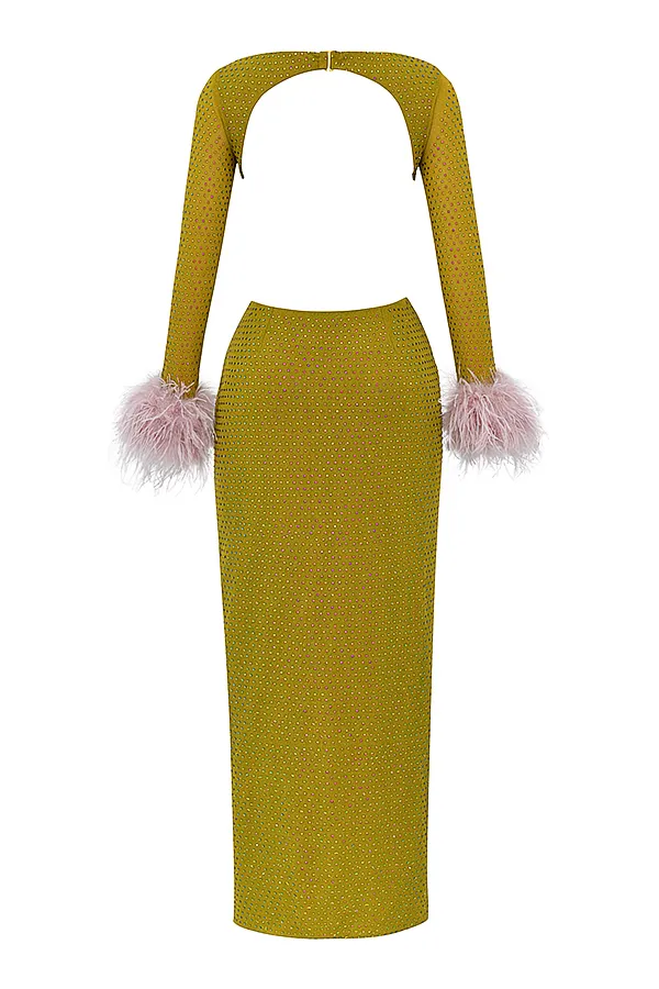 House Of CB GinaChartreuse Crystallised Maxi Dress 8211 SALE Chartreuse Women Maxi Dresses