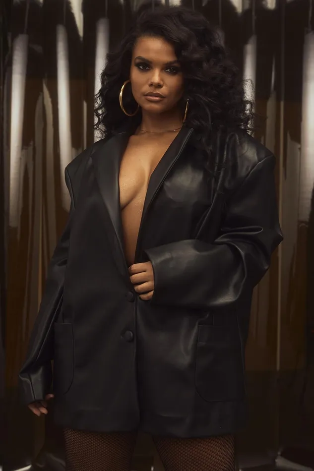 House Of CB HarperBlack Vegan Leather Oversized Jacket 8211 SALE Black Women Outerwear