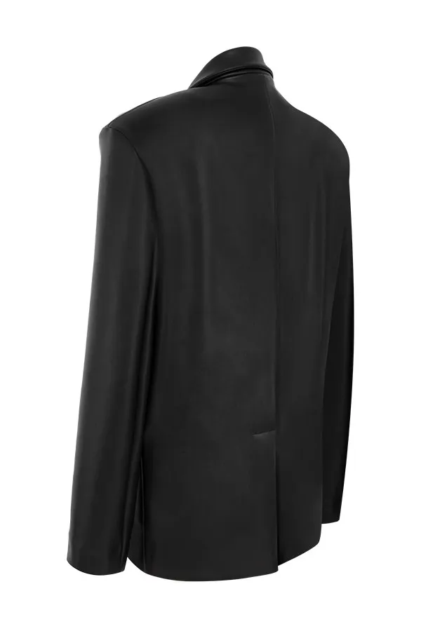 House Of CB HarperBlack Vegan Leather Oversized Jacket 8211 SALE Black Women Outerwear