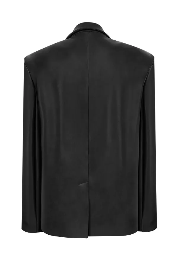 House Of CB HarperBlack Vegan Leather Oversized Jacket 8211 SALE Black Women Outerwear