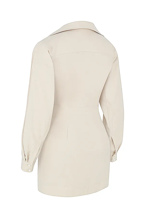 House Of CB JuliettaBeige Linen Cutout Shirt Dress 8211 SALE Beige Women Mini Dresses