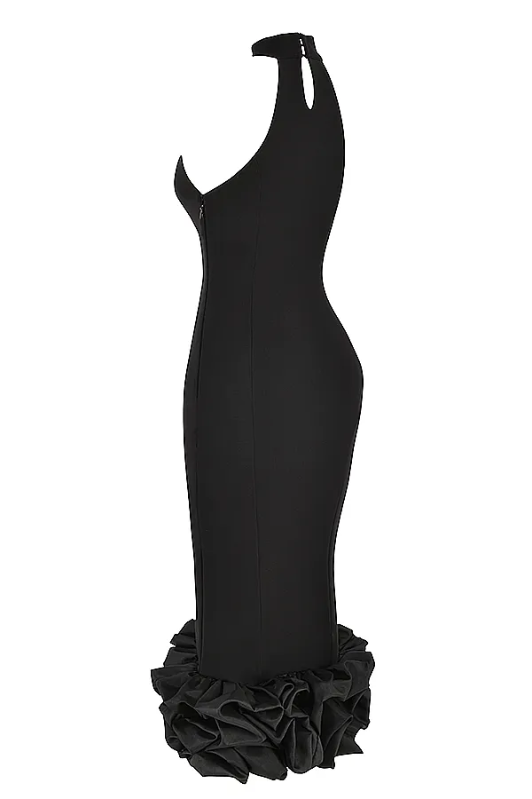 House Of CB JuniperBlack Peplum Midi Dress 8211 SALE Black Women Maxi Dresses