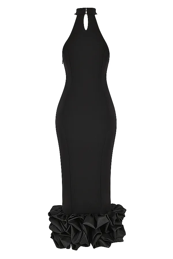 House Of CB JuniperBlack Peplum Midi Dress 8211 SALE Black Women Maxi Dresses