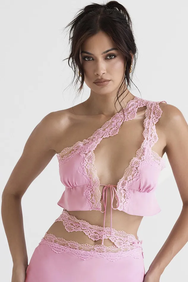 House Of CB LorenaPink Floaty Cropped Top 8211 SALE Pink Women Tops