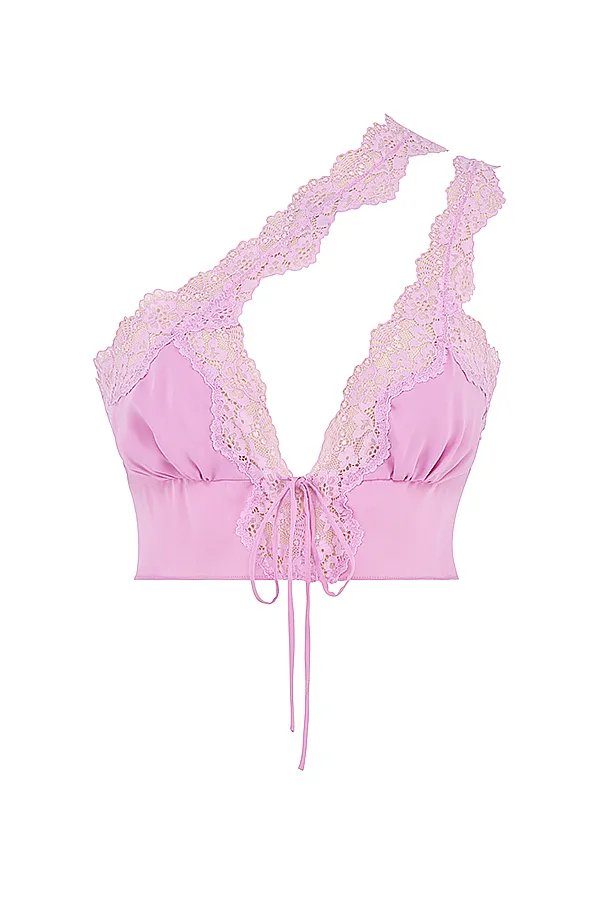 House Of CB LorenaPink Floaty Cropped Top 8211 SALE Pink Women Tops