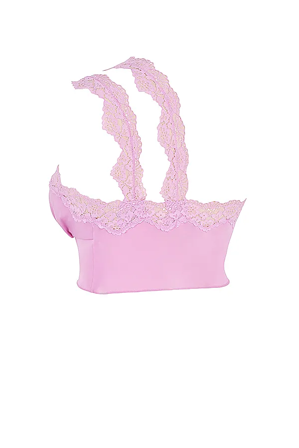 House Of CB LorenaPink Floaty Cropped Top 8211 SALE Pink Women Tops