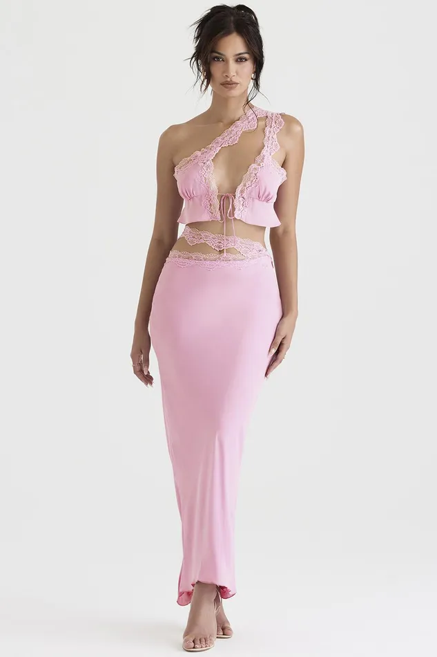 House Of CB LorenaPink Floaty Cropped Top 8211 SALE Pink Women Tops