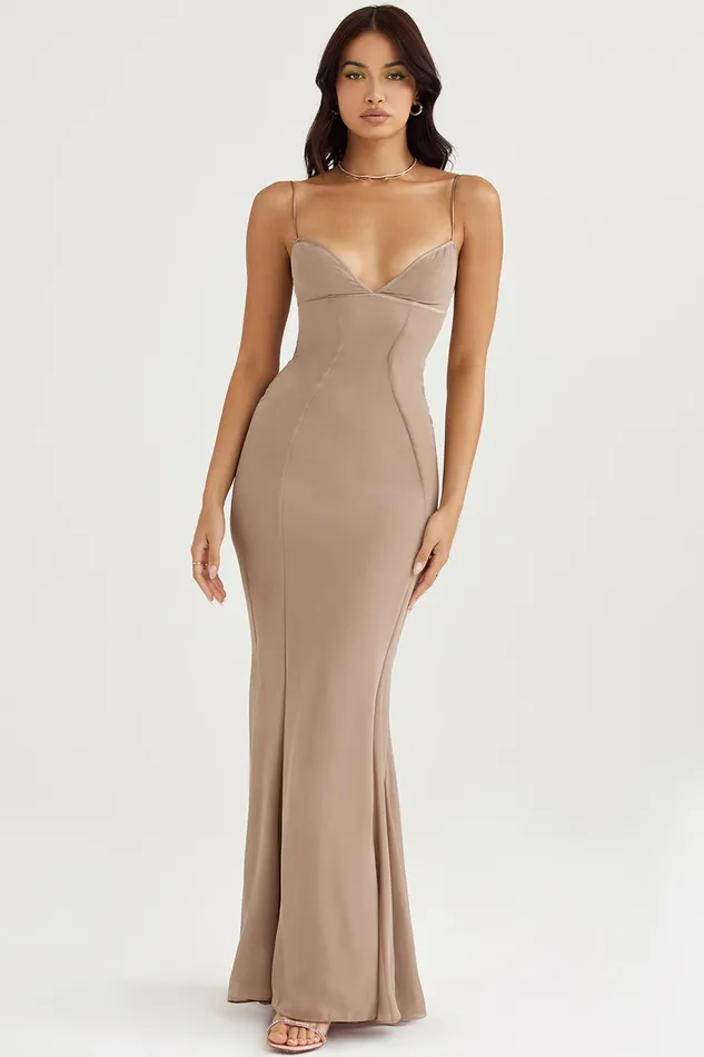 House Of CB LorenLatte Corset Maxi Dress 8211 SALE Latte Women Bodycon Dresses