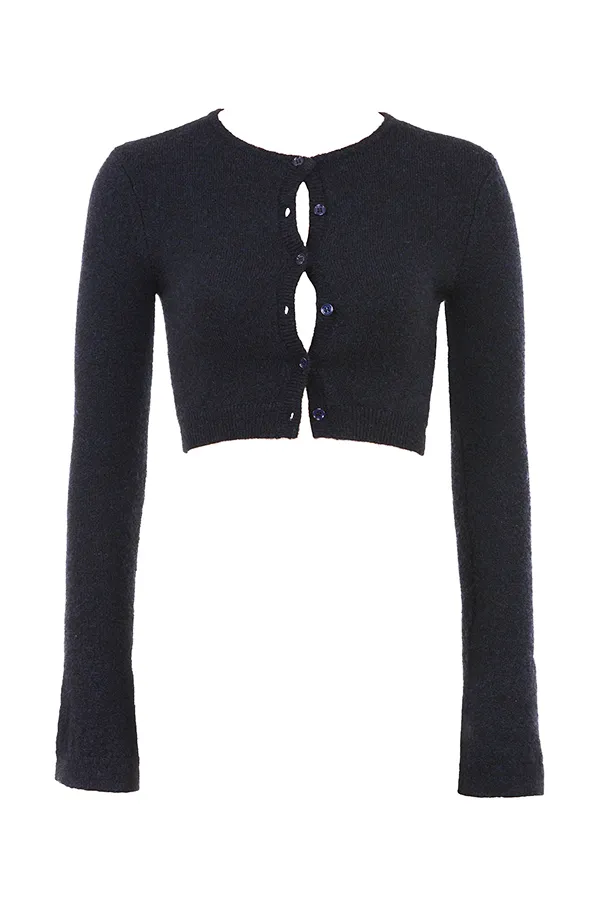 House Of CB LulieNavy Fluffy Knit Cropped Cardigan 8211 SALE Navy Women Tops