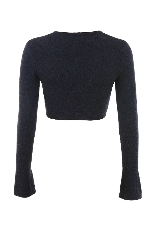 House Of CB LulieNavy Fluffy Knit Cropped Cardigan 8211 SALE Navy Women Tops