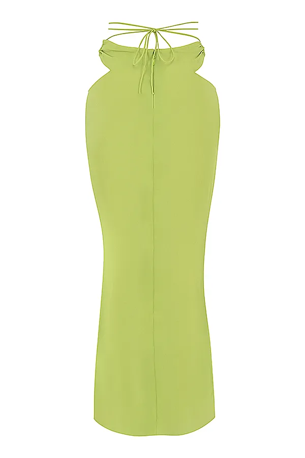House Of CB MadelineLime Green Georgette Maxi Skirt 8211 SALE Lime Women Skirts