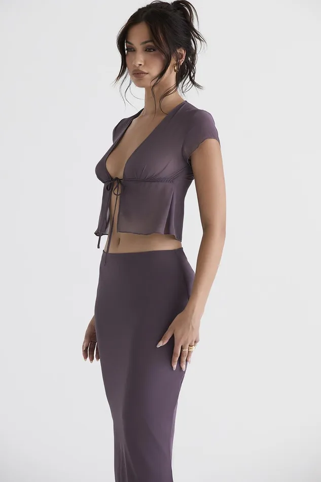House Of CB MaiaDark Mauve Tie Front Top 8211 SALE Dark Women Tops