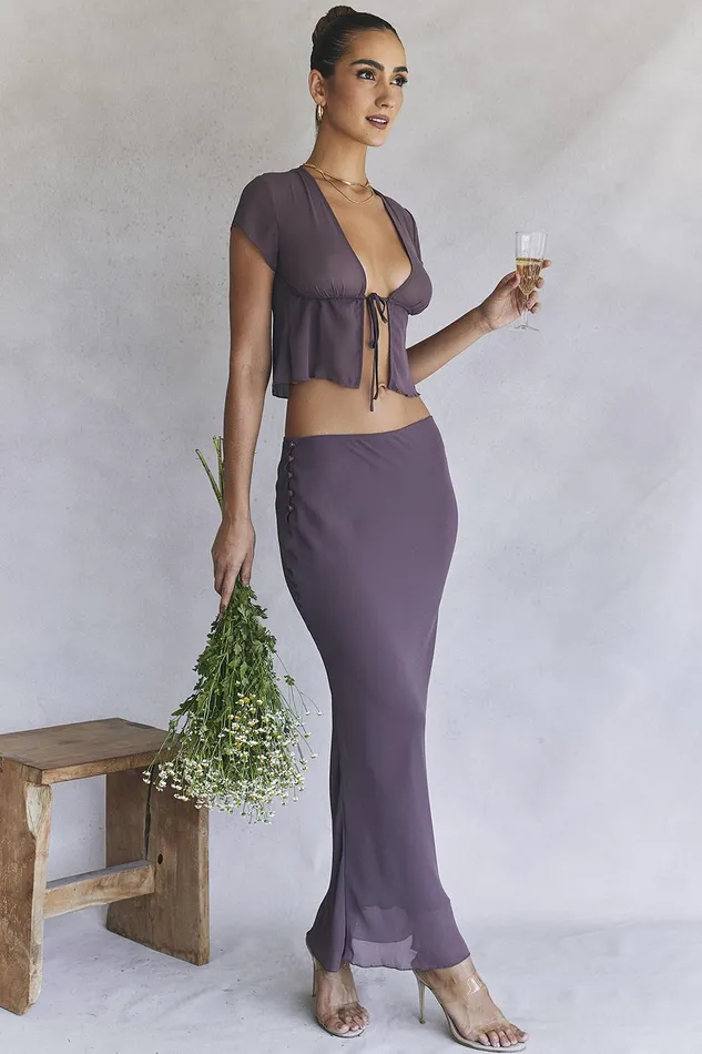 House Of CB MaiaDark Mauve Tie Front Top 8211 SALE Dark Women Tops