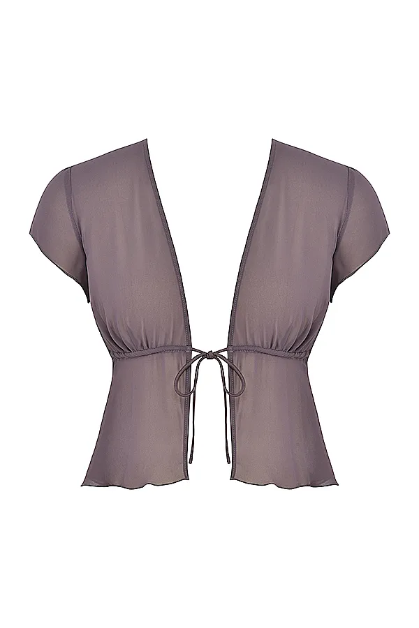 House Of CB MaiaDark Mauve Tie Front Top 8211 SALE Dark Women Tops