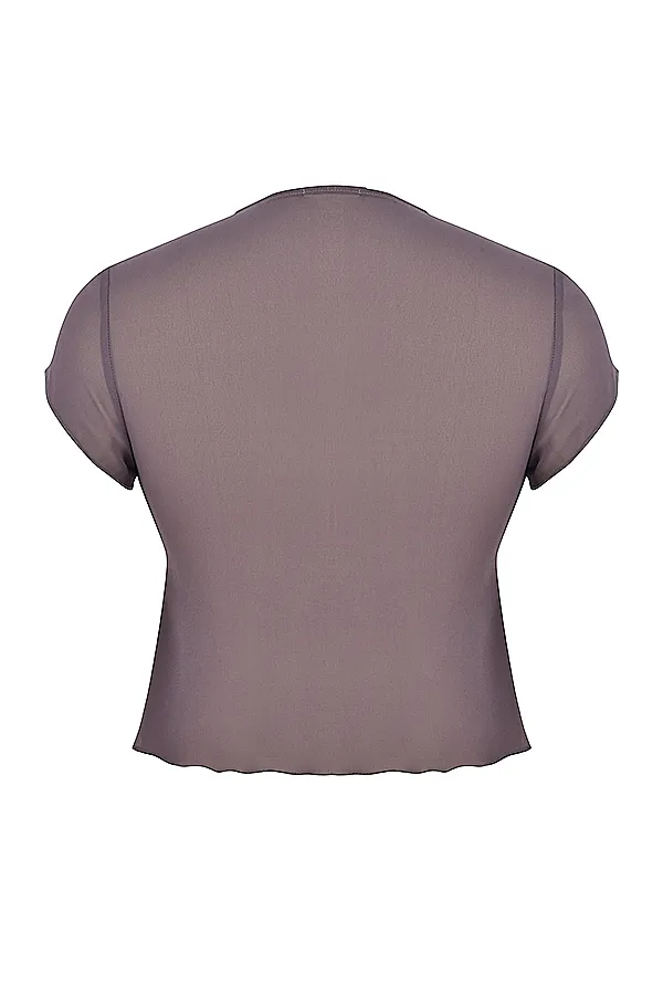 House Of CB MaiaDark Mauve Tie Front Top 8211 SALE Dark Women Tops