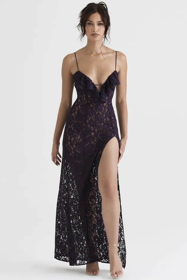 House Of CB MaliaNight Shade Lace Maxi Dress Night Women Bodycon Dresses