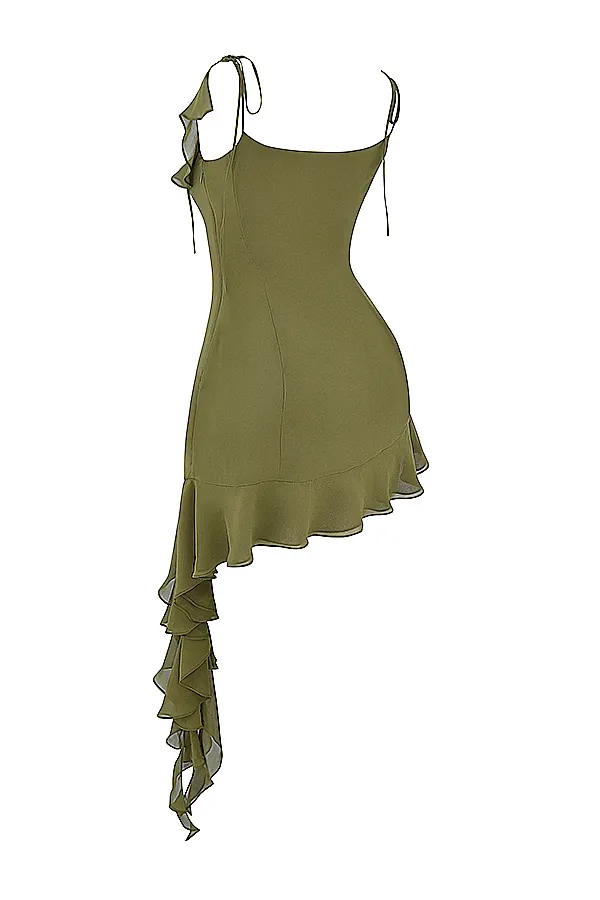 House Of CB MarciaOlive Ruffle Mini Dress Olive Women Mini Dresses