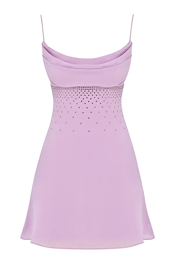 House Of CB Mistress Rocks Lilac Crystal Embellished Mini Dress Women Mini Dresses