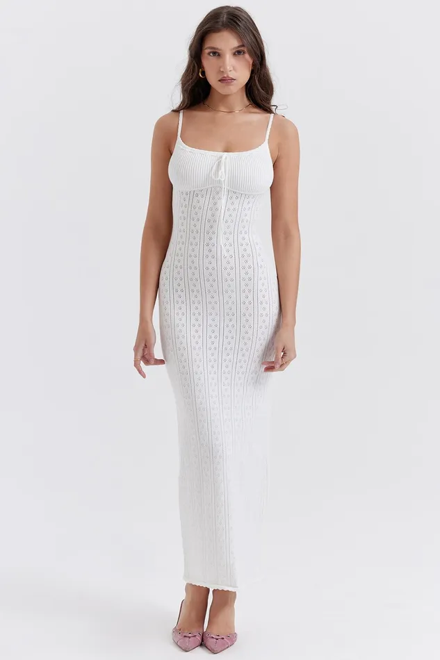 House Of CB MylaWhite Knit Maxi Dress White Women Bodycon Dresses